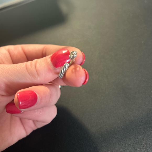 David Yurman Silver Gold Pearl Hoop Earrings - Picture 9 of 9